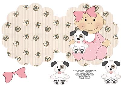 Scalloped Card with Baby Girl