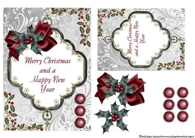 Enamel and Gold Holly Christmas Card 1