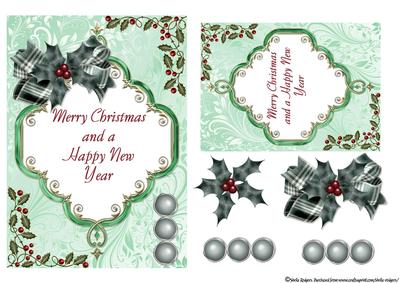 Enamel and Gold Holly Christmas Card 2