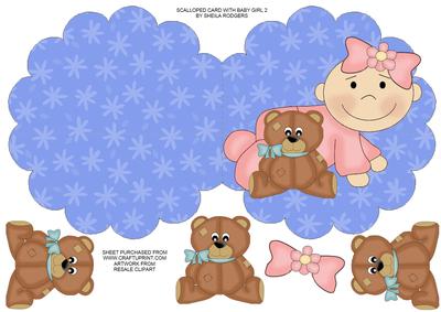 Scalloped Card with Baby Girl 2