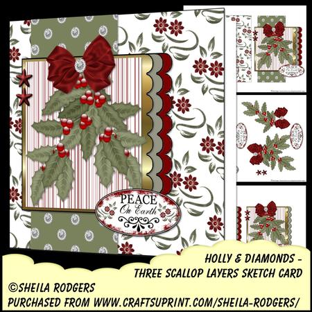 Three Scallop Layers - Holly and Diamonds