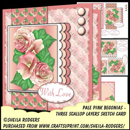 Three Scallop Layers - Pale Pink Begonias