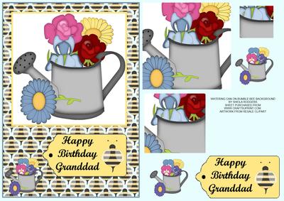 Watering Can on Bumble Bee Background