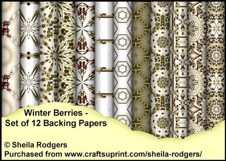 Winter Berries - Set of 12 Backing Papers