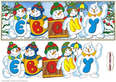 Snowmen Names Large Dl - Ebony