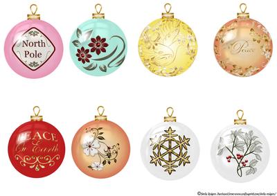 Set of 8 Christmas Bauble Toppers