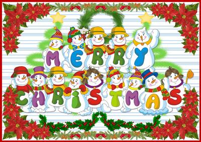 A4 Snowmen Merry Christmas