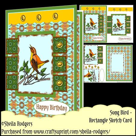 Rectangle Sketch Card - Song Bird