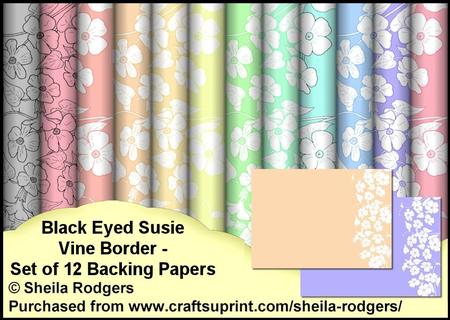 Black Eyed Susie Vine Border - Set of 12 Backing Papers