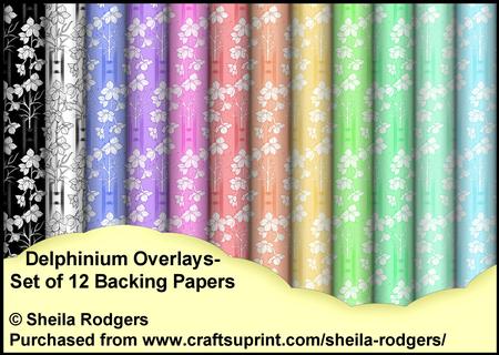 Delphinium Overlays - Set of 12 Backing Papers