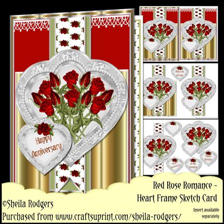 Heart Frame Sketch - Red Rose Romance