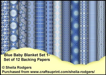 Blue Baby Blanket Set 1 - Set of 12 Backing Papers