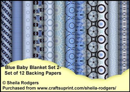 Blue Baby Blanket Set 2 - Set of 12 Backing Papers