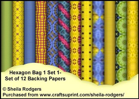 Hexagon Bag 1 Set 1 - Set of 12 Backing Papers