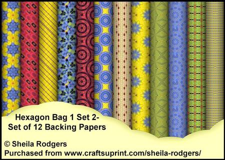 Hexagon Bag 1 Set 2 - Set of 12 Backing Papers