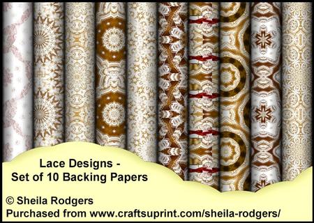 Lace Designs - Set of 10 Backing Papers