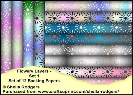 Flowery Layers Set 1 - Set of 12 Backing Papers