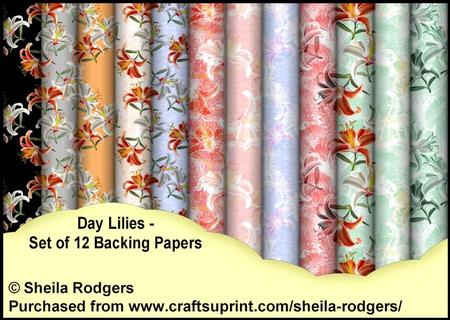 Day Lilies - Set of 12 Backing Papers