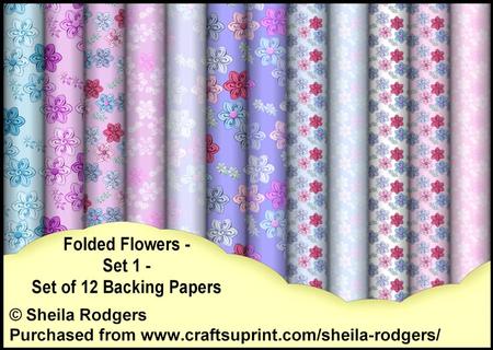 Folded Flowers - Set 1 - Set of 12 Backing Papers