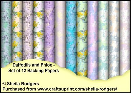 Daffodils and Phlox - Set of 12 Backing Papers