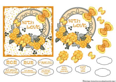 With Love Yellow Flowers and Butterflies
