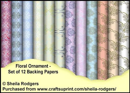 Floral Ornament - Set of 12 Backing Papers