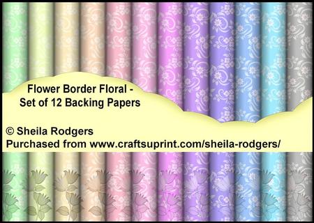 Flower Border Floral - Set of 12 Backing Papers