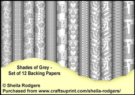 Shades of Grey - Set of 12 Backing Papers