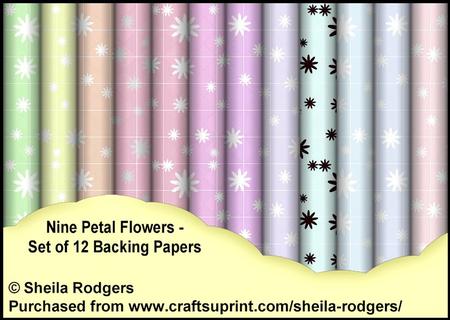 Nine Petal Flowers - Set of 12 Backing Papers