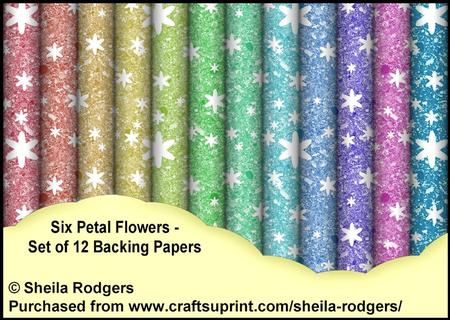 Six Petal Flowers - Set of 12 Backing Papers