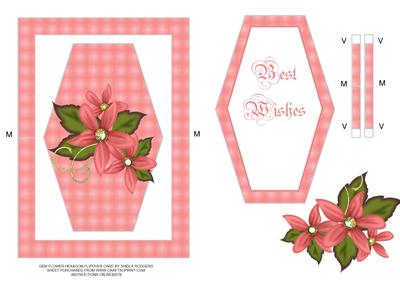 Gem Flower Hexagon Flip Over Spinner Card