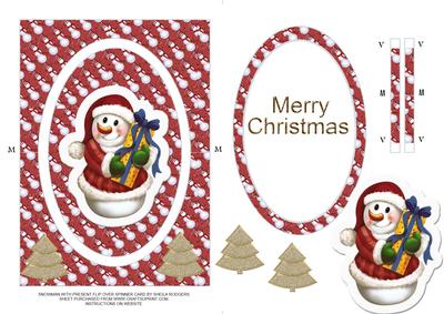 Snowman with Present Flip Over Spinner Card