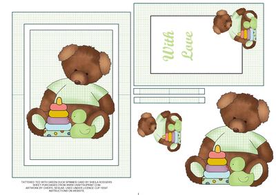 Tattered Ted with Green Duck Spinner Card