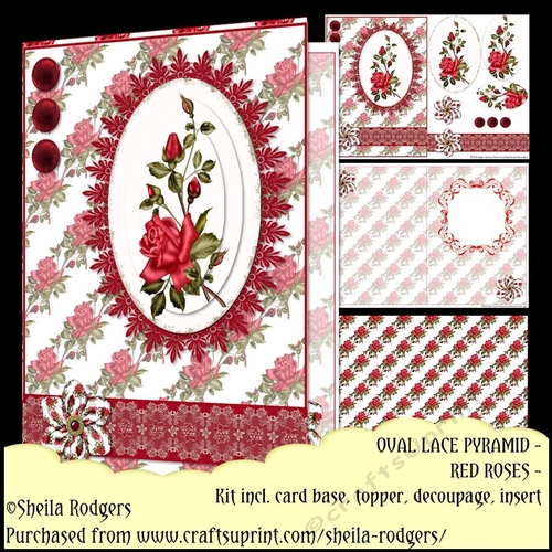 Oval Lace Pyramid - Red Roses