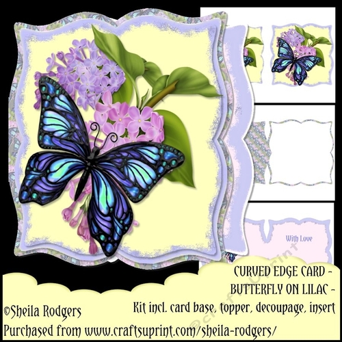 Curved Edge Card - Butterfly on Lilac