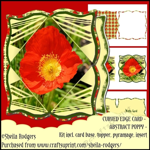 Curved Edge Card - Abstract Poppy