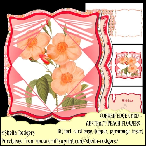 Curved Edge Card - Abstract Peach Flowers