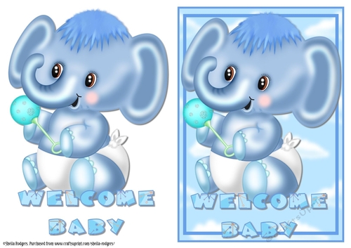 Welcome Baby - Blue Elephant 