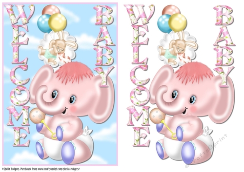Welcome Baby - Pink Elephant 