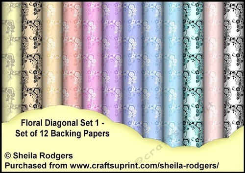 Floral Diagonal Set 1 - Set of 12 Backing Papers