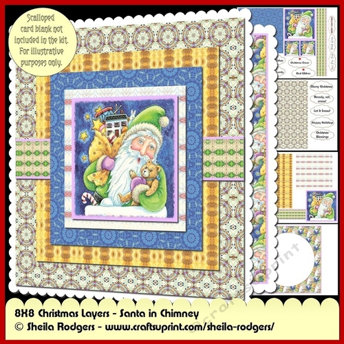 8X8 CHRISTMAS LAYERS - SANTA IN CHIMNEY
