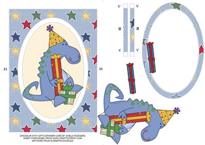 Dinosaur with Gifts Spinner Card