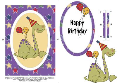 Green and Purple Spotted Dinosaur Spinner