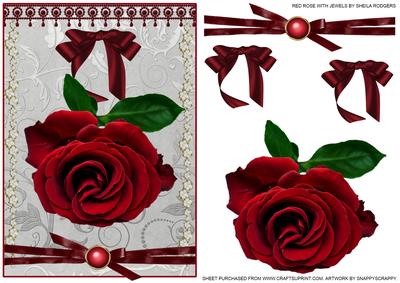 Red Rose with Jewels