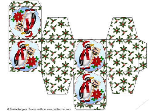 All In One Gift Box - Penguin and Poinsettia