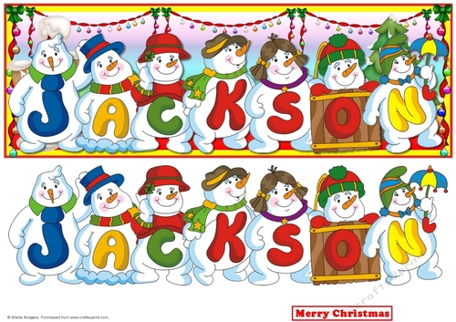 Snowmen Names Large DL - JACKSON