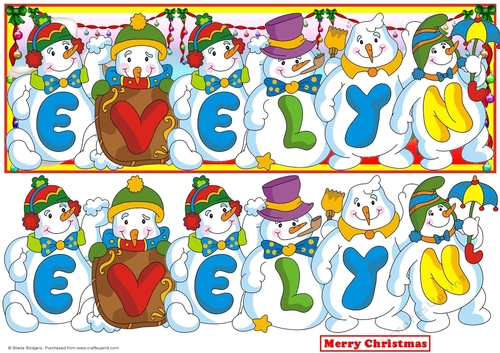 Snowmen Names Large DL - EVELYN