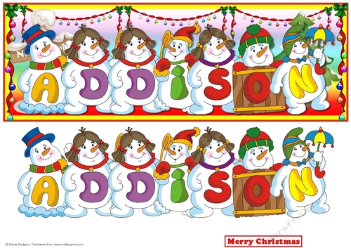 Snowmen Names Large DL - ADDISON