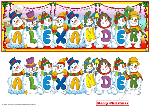 Snowmen Names Large DL - ALEXANDER