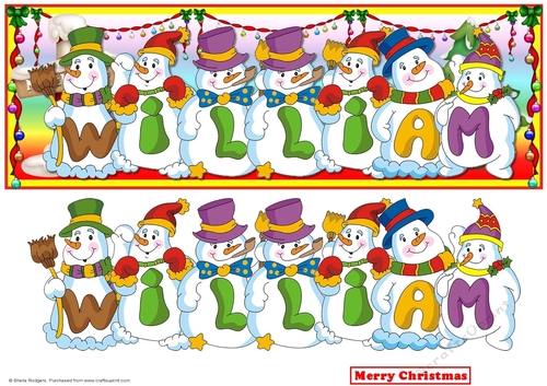 Snowmen Names Large DL - WILLIAM